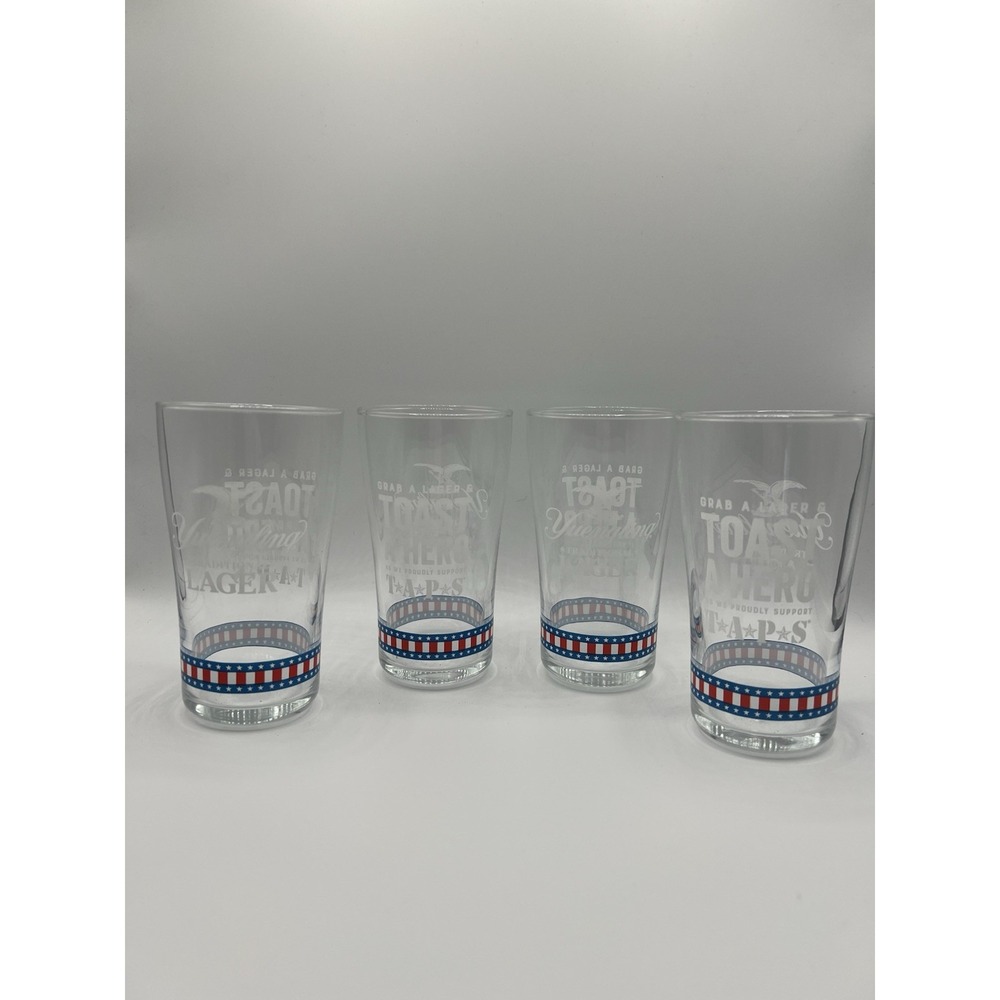 YUENGLING Traditional Lager Toast A Hero TAPS Veteran Beer Pint Glass Lot Of 4